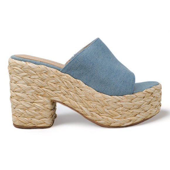 Chase + Chloe Shoes - Slip On High Heel Slides Espadrille Flatform Sandals Mules for Women